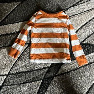 Old Navy Long Sleeve T Shirt Top Toddler Boys Size 3T Orange White Stripes